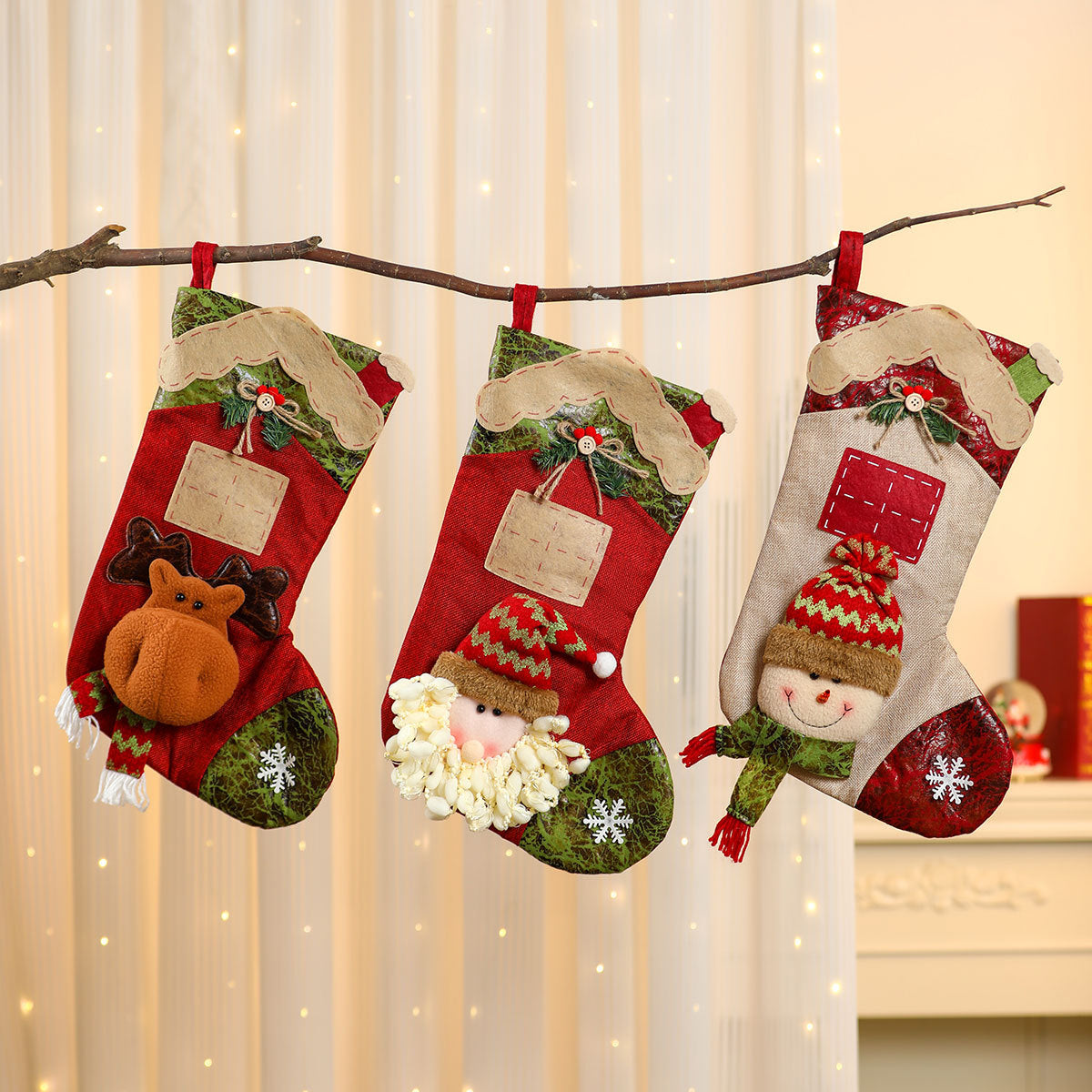3D Linen Splicing Cartoon Christmas Socks Christmas Decorations Gift Pendants - V.I.P Digital Presence