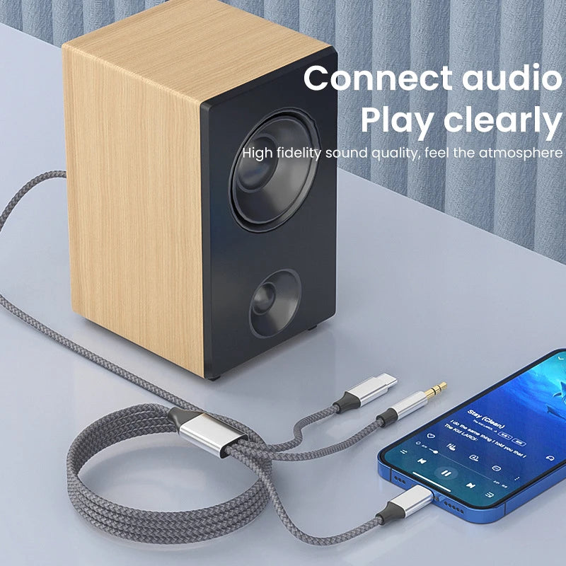 UX audio cable suitable for Apple Type-C three in one audio cable, computer audio two in one connection cable - V.I.P Digital Presence