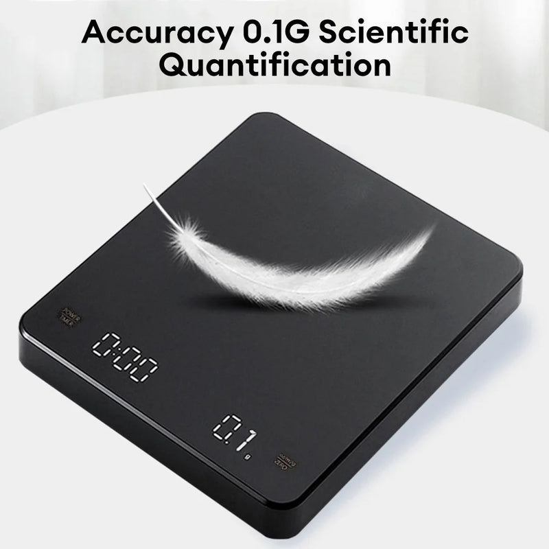 Digital Coffee Scale with Timer LED Screen Espresso USB 3kg Max.Weighing 0.1g High Precision Measures in Oz/ml/g Kitchen Scale - V.I.P Digital Presence