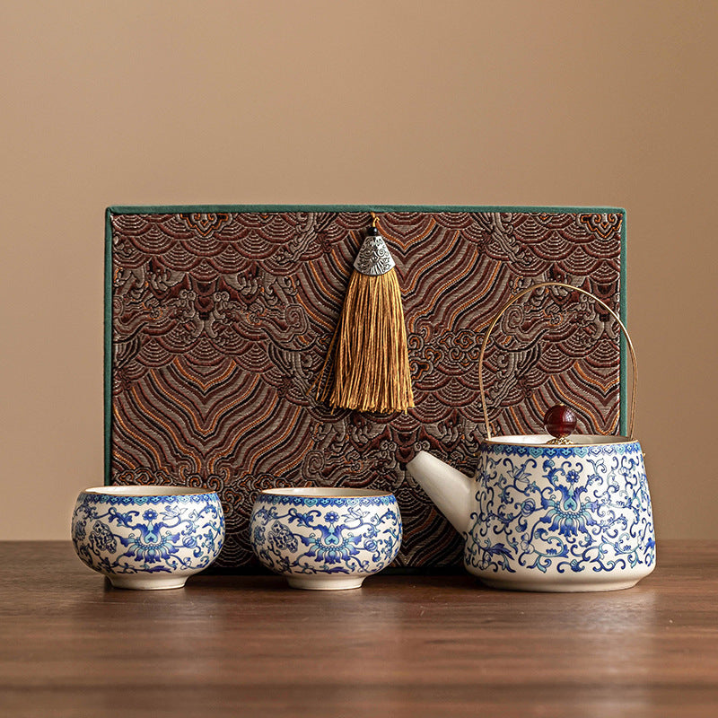 Ru Kiln Light Luxury Tea Set Gift Box for Giving to Elderly Companions - V.I.P Digital Presence