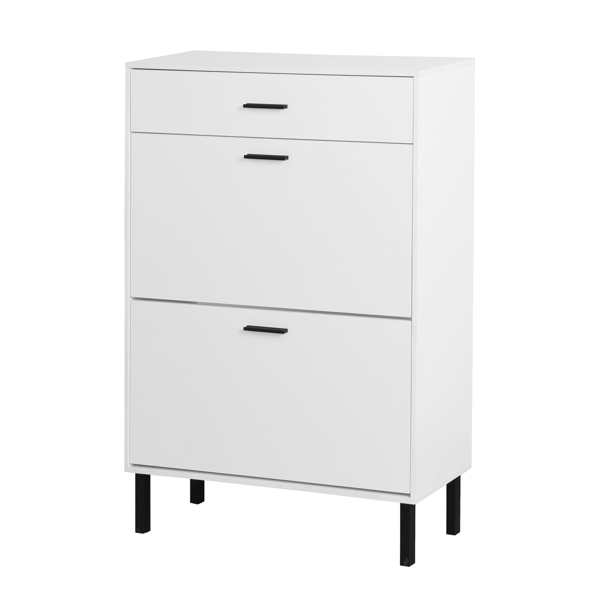 Independent shoe rack storage box with drawers and metal legs, modern shoe cabinet with 2 flippable drawers - V.I.P Digital Presence