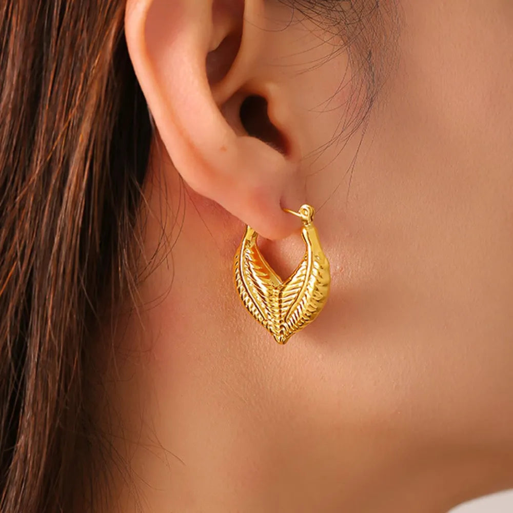 Leaf patchwork heart-shaped earrings with a niche design and titanium steel earrings - V.I.P Digital Presence