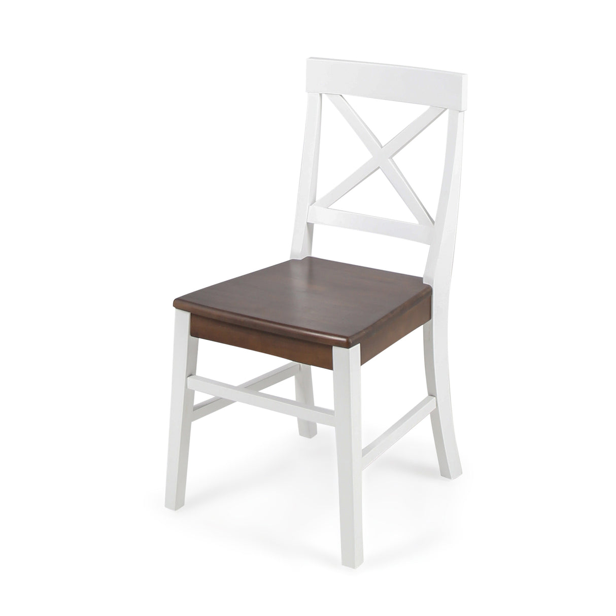 Roshan Farmhouse Acacia Wood Dining Chairs, White / Walnut (Set of 2) - V.I.P Digital Presence