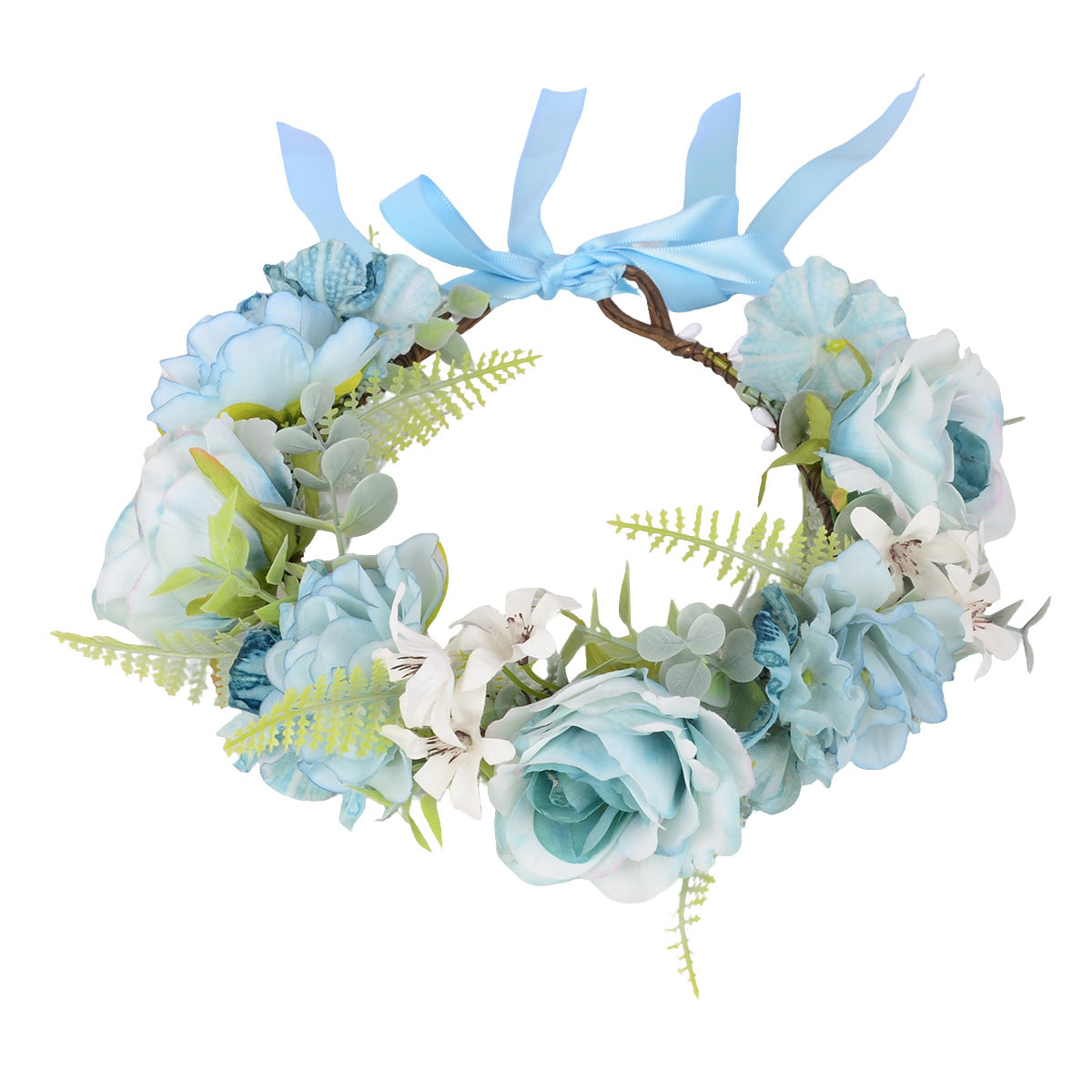 Flower Wreath Simulation Flower Leaves Hair Strap Photography Retro Hanfu Bridal Girl Flower Wreath Headwear - V.I.P Digital Presence