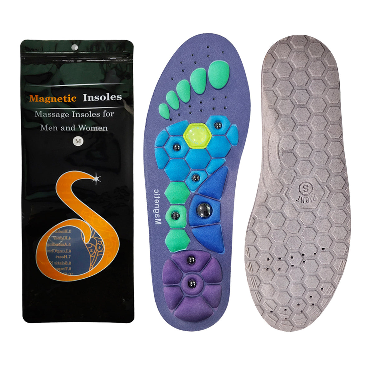 Magnetic therapy sports insoles for foot massage, weight loss, acupressure, anti - fatigue and healthcare - V.I.P Digital Presence