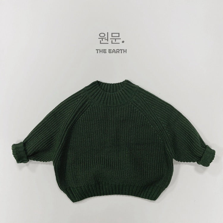 New Children Vintage Knitted Sweater Baby Girl Solid Casual Knitwear Boys Loose Versatile Pullover Kids Thicken Warm Tops - V.I.P Digital Presence
