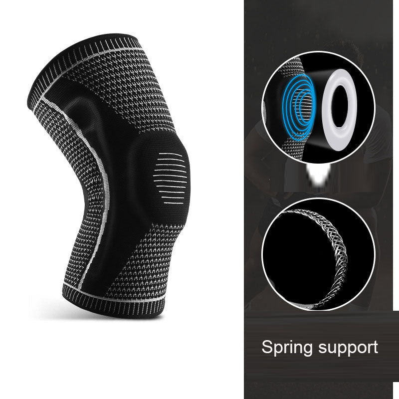 Rodilleras transpirables de silicona con resorte de presión para deportes al aire libre, de verano, para montañismo, correr, baloncesto, ciclismo y de punto.