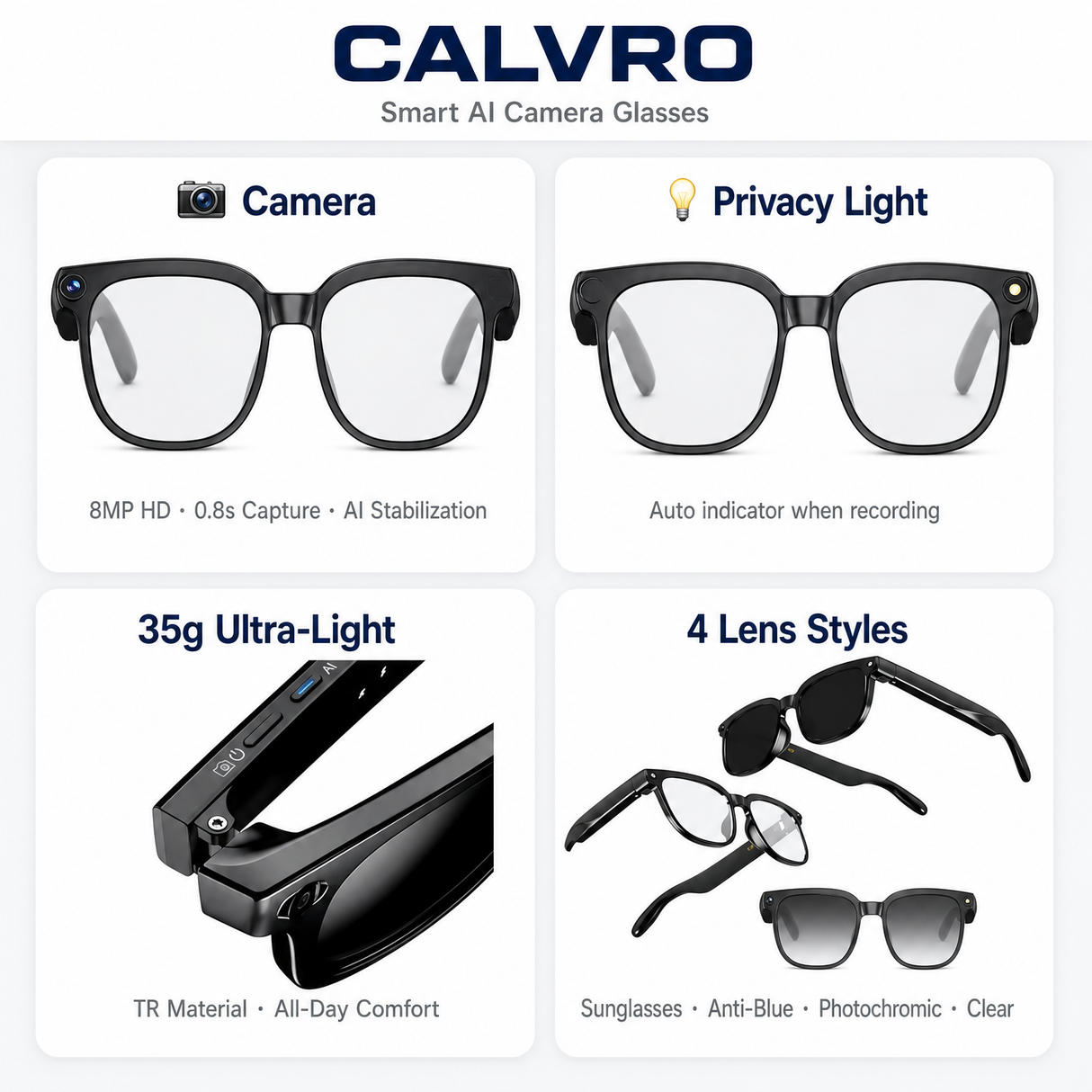 Smart AI Camera Glasses