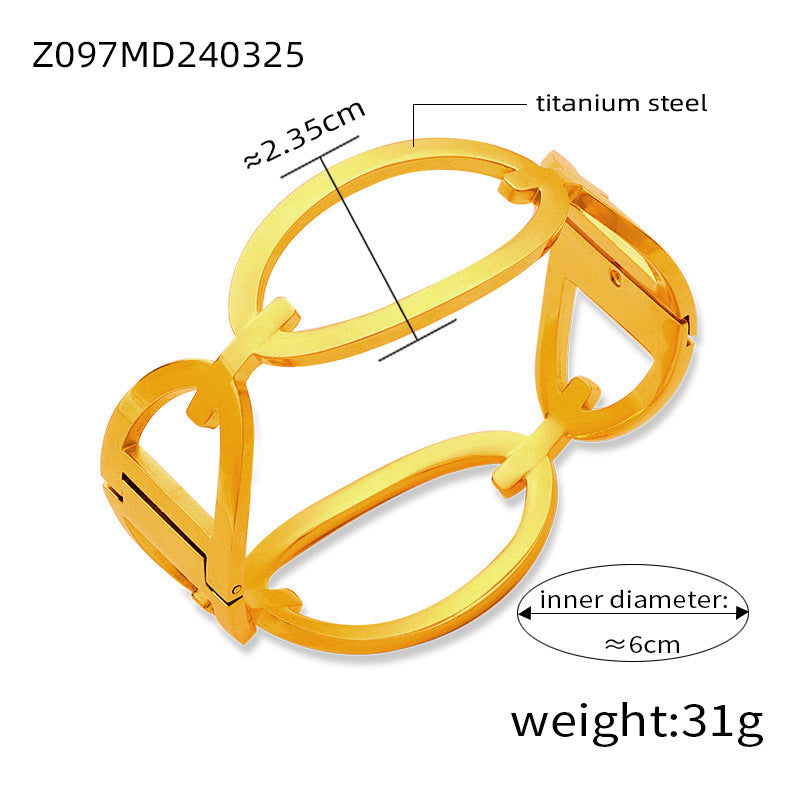 Fashion metal titanium steel bracelet with female geometric design and diamond studded spring buckle bracelet - V.I.P Digital Presence