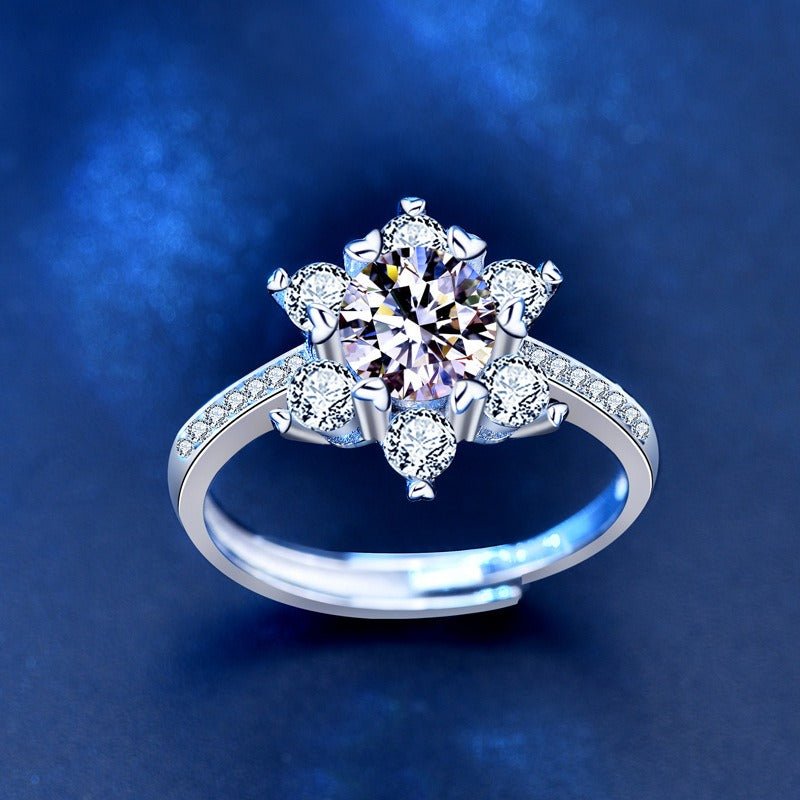 Mozambique 925 sterling silver ring with a female design sense, niche snowflake ring - V.I.P Digital Presence