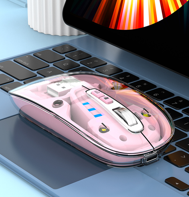 Bluetooth wireless transparent mouse mute dual-mode desktop computer laptop office business USB - V.I.P Digital Presence