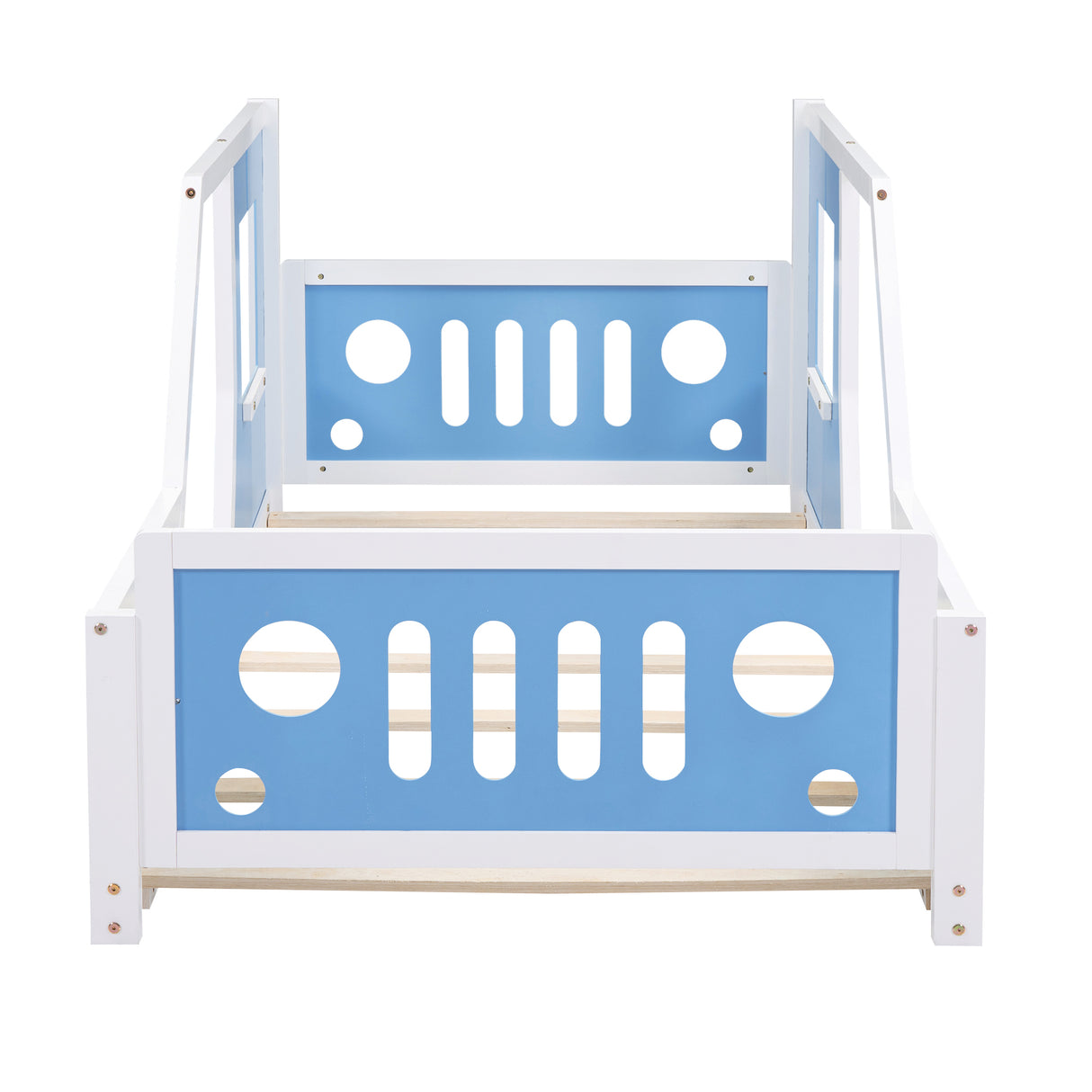 Twin Size Classic Car-Shaped Platform Bed with Wheels Blue - V.I.P Digital Presence