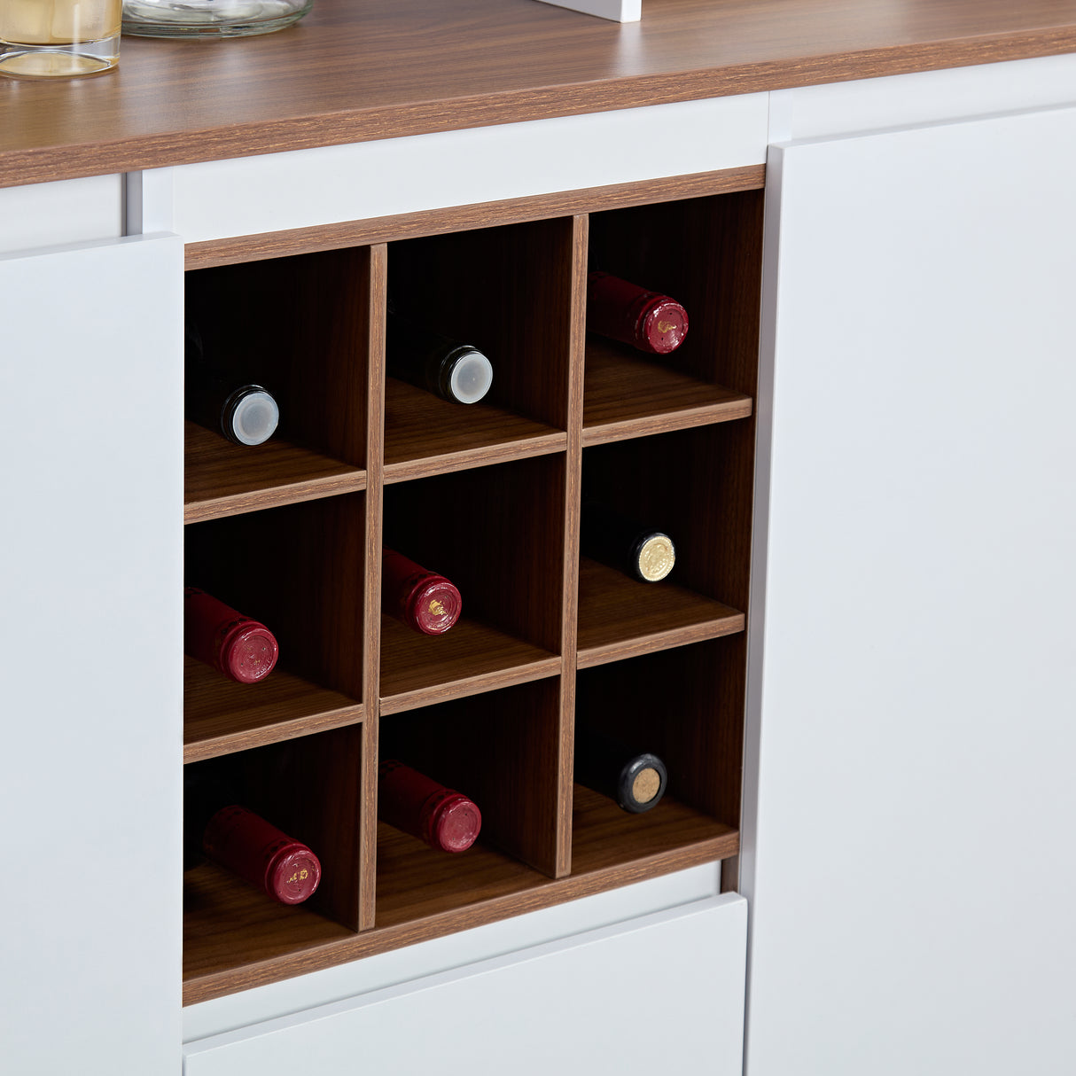 Farmhouse Coffee Bar Wine Cabinet ,68.89'' Kitchen Buffet Cabinet with Storage, Liquor Cabinet for Home & Dining Room - V.I.P Digital Presence