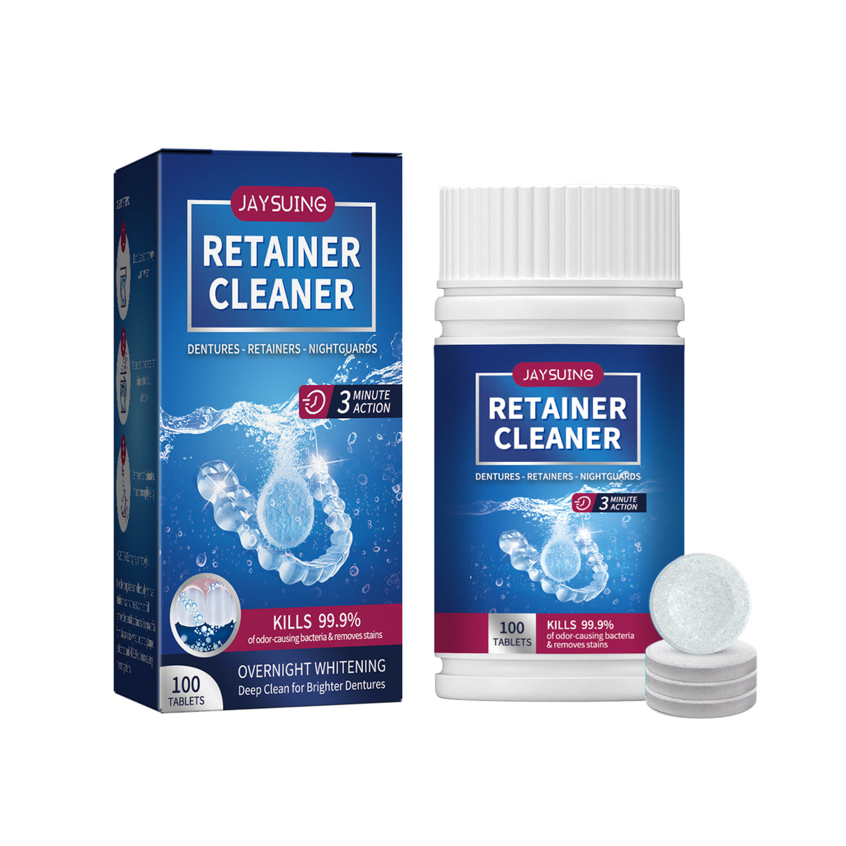 Denture Cleaning Tablet, White Denture Fresh Breath Oral Care Cleaning Tablet - V.I.P Digital Presence