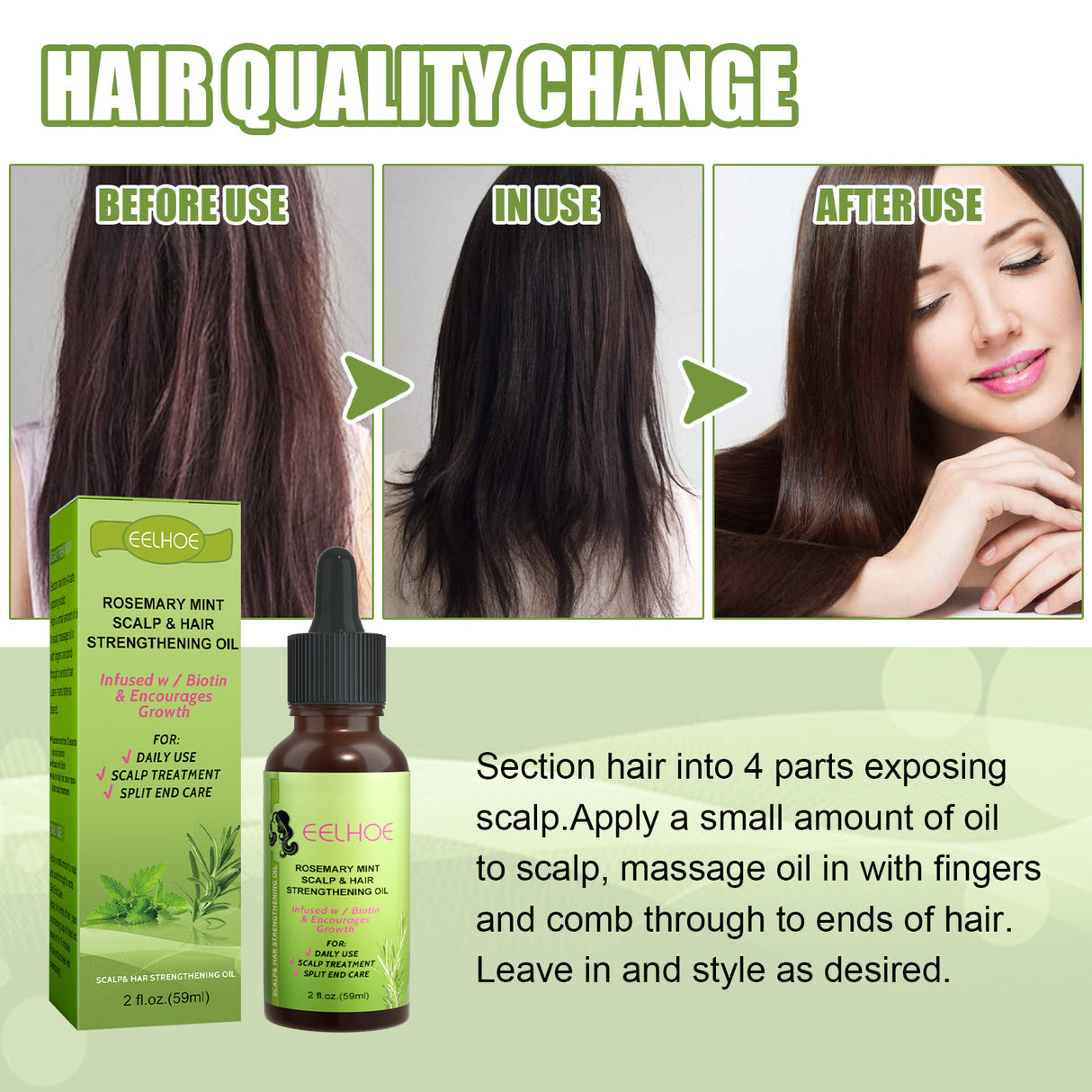 Mint Hair Nutrient Solution, Hair Growth Scalp Care Split Ends Care Strengthen Hair Essential Oil - V.I.P Digital Presence