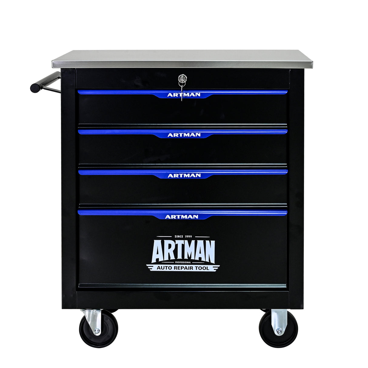 4 DRAWERS MULTIFUNCTIONAL TOOL CART WITH WHEELS-BLACK - V.I.P Digital Presence