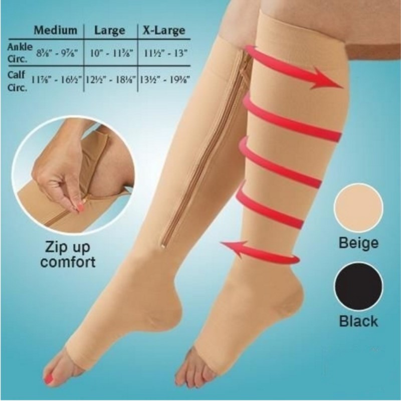 1 Pair Unisex Compression Socks Zipper Leg Support Knee Socks Women Men Open Toe Thin Anti-Fatigue Stretchy Socks Drop shipping - V.I.P Digital Presence