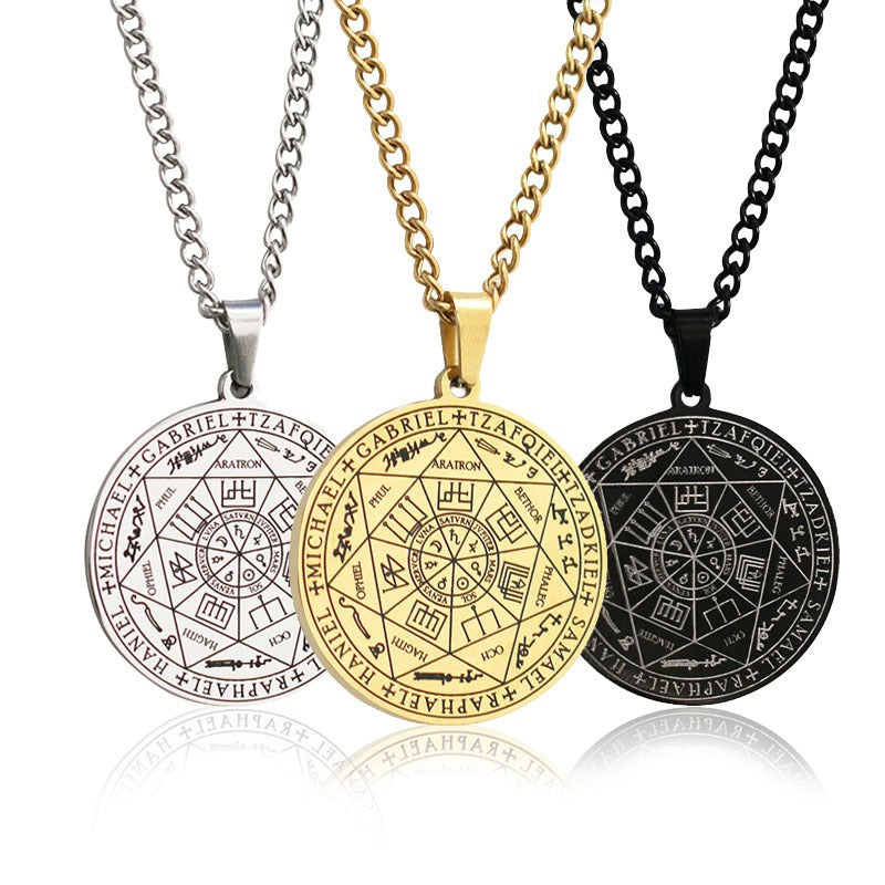 Stainless Steel Necklace Jewelry Seven Angels Magic Circle Pendant DIY Accessories Men's Necklace - V.I.P Digital Presence