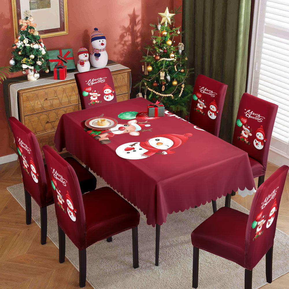 Christmas tablecloth, holiday decoration, elastic chair cover, household dining table, waterproof and dustproof tablecloth, fabric decorative tablecloth - V.I.P Digital Presence