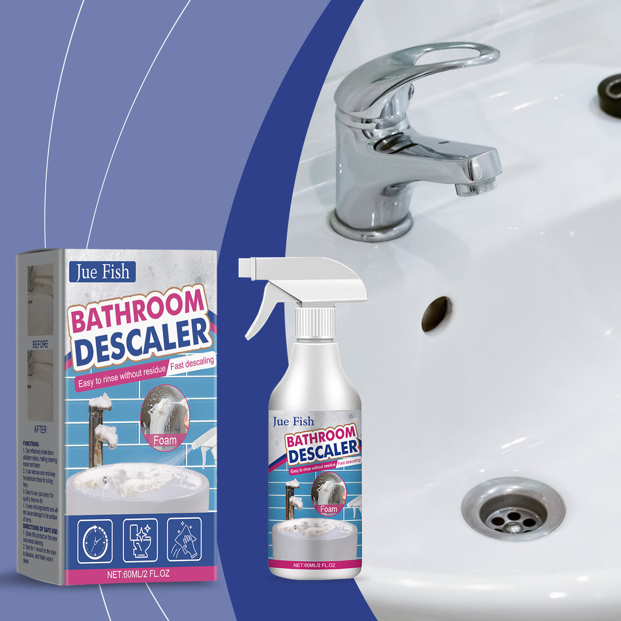 Bathroom Sink Stainless Steel Cleaner Shower Room Glass Scale Decontaminating Cleaner Bathtub - V.I.P Digital Presence
