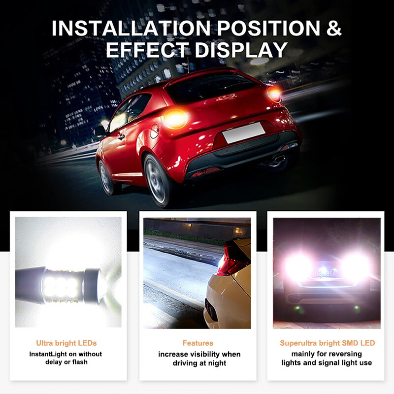 NLpearl 2x Signal Lamp W16W LED T15 921 912 Bulb Super Bright 3030 27SMD T15 Led Canbus Auto Backup Reserve Lights Tail Lamp 12V - V.I.P Digital Presence