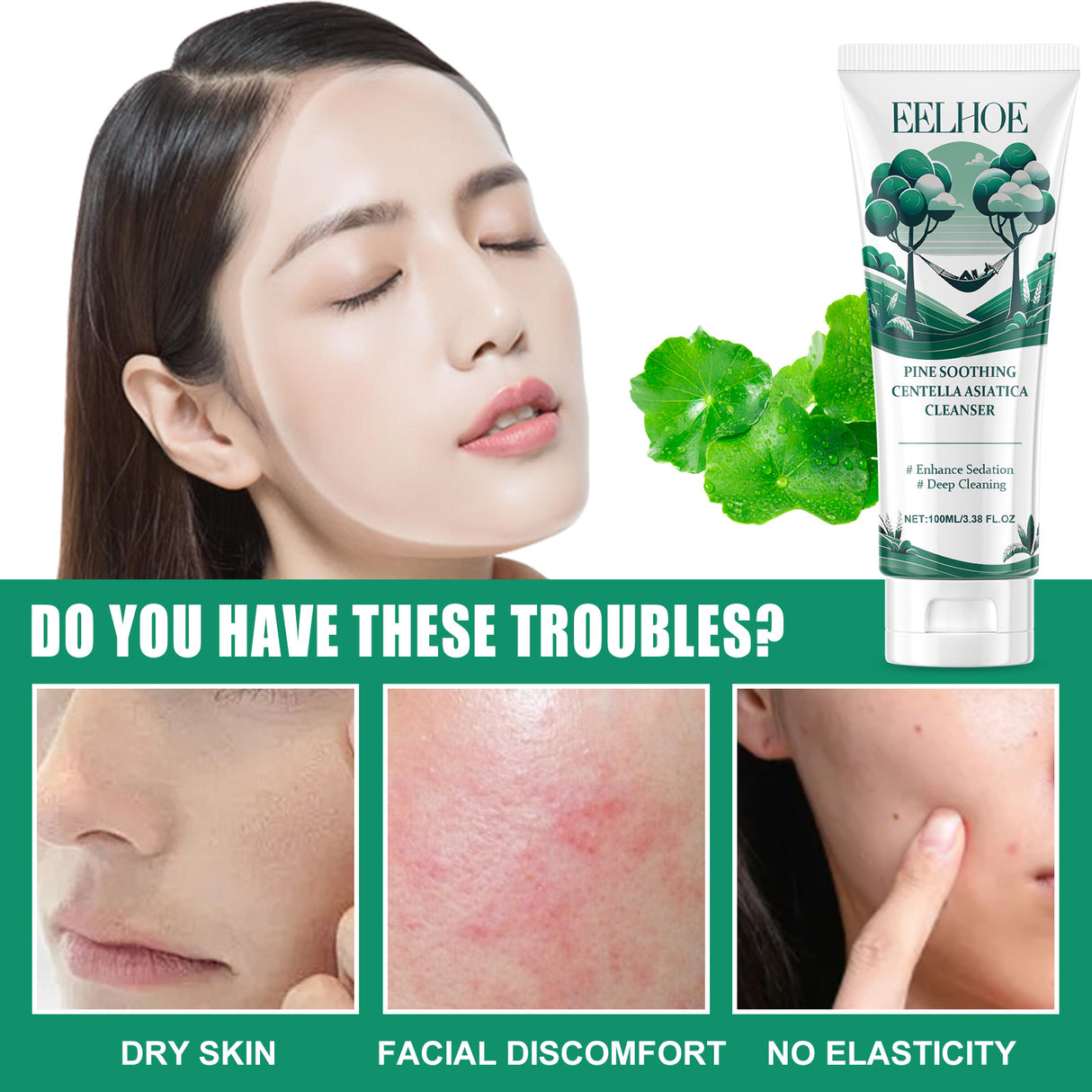 Pine Soothing Centella Asiatica Cleanser, Deep Clear Pores Soft Moisturizing Skin Moisturizing Non-Tight Cleanser - V.I.P Digital Presence