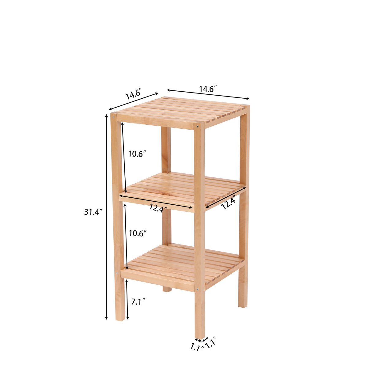 3-Tier Birch Bathroom Shelf, Narrow Shelving Unit, Multifunctional Storage Rack, Corner Rack, for Kitchen, Living Room - V.I.P Digital Presence