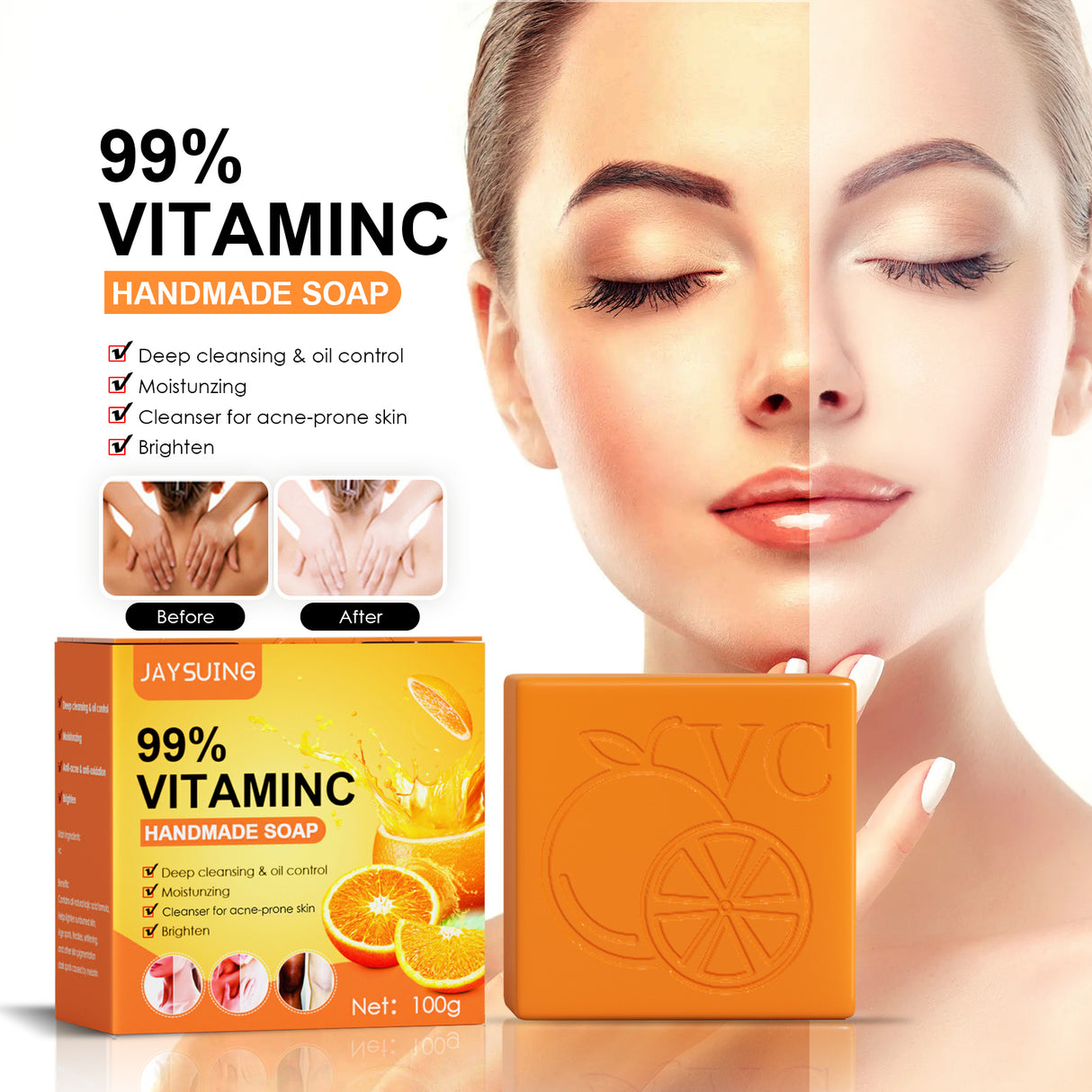 VC Beauty Soap, Body Moisturizing Clean Skin Melanin Brightening White Skin Soap