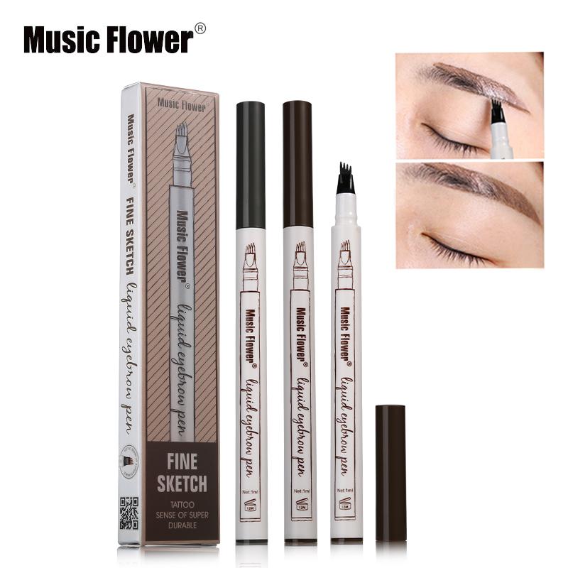 Music Flower Brand Makeup 3 Colors Fine Sketch Liquid Eyebrow Pen Waterproof Tattoo Super Durable Eye Brow - V.I.P Digital Presence