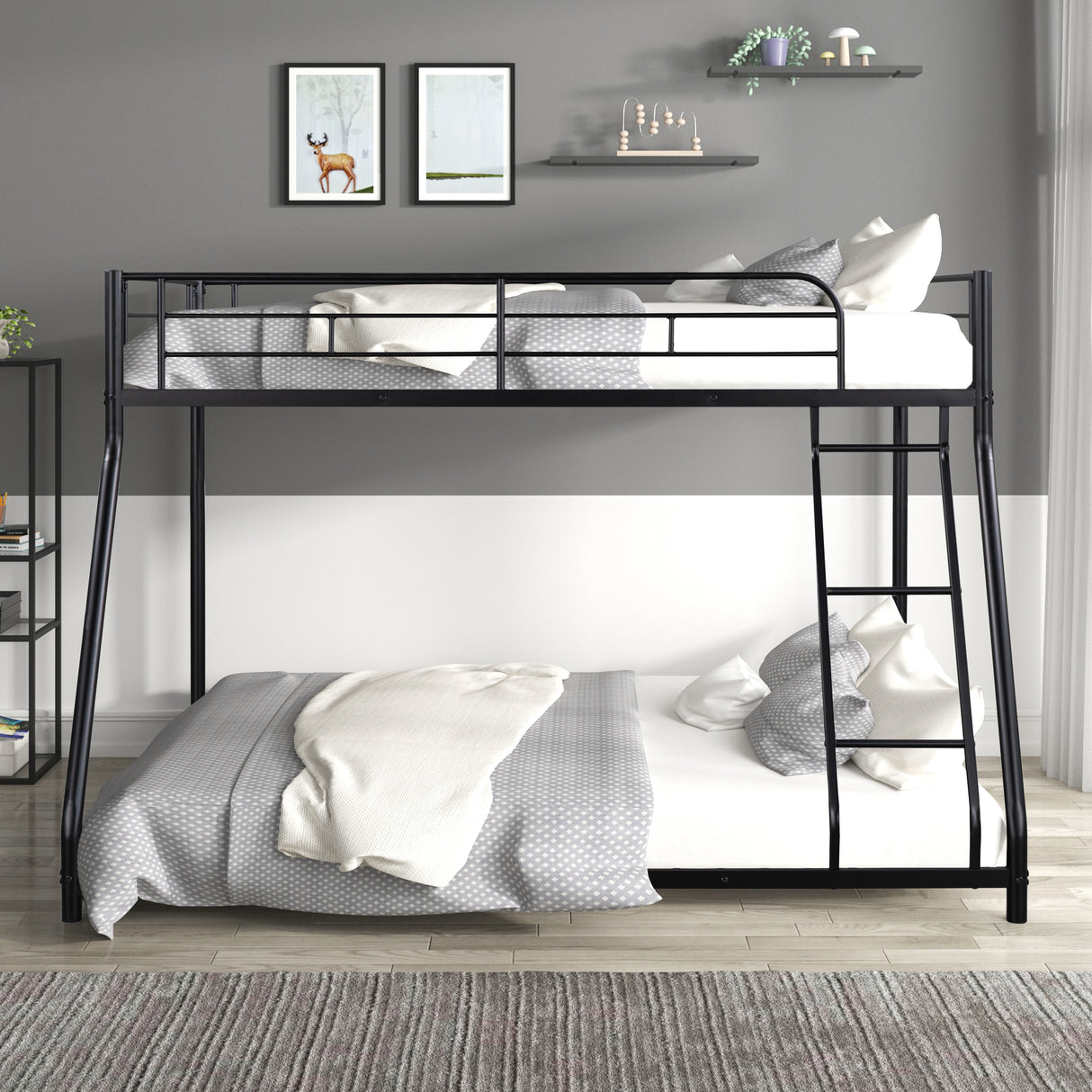 Metal Twin over Full Bunk Bed/ Heavy-duty Sturdy Metal/ Noise Reduced/ Safety Guardrail/ CPC Certified/ No Box Spring Needed - V.I.P Digital Presence