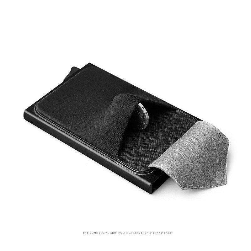 Business Men Credit Card Wallet Aluminum Cash ID Card Holder Case Blocking Slim Metal Wallet Coin Purse Black - V.I.P Digital Presence
