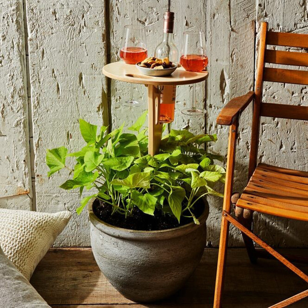 Outdoor Wine Table Foldable Round Desktop Mini Wooden Picnic Table Easy To Carry Wine Rack Support - V.I.P Digital Presence