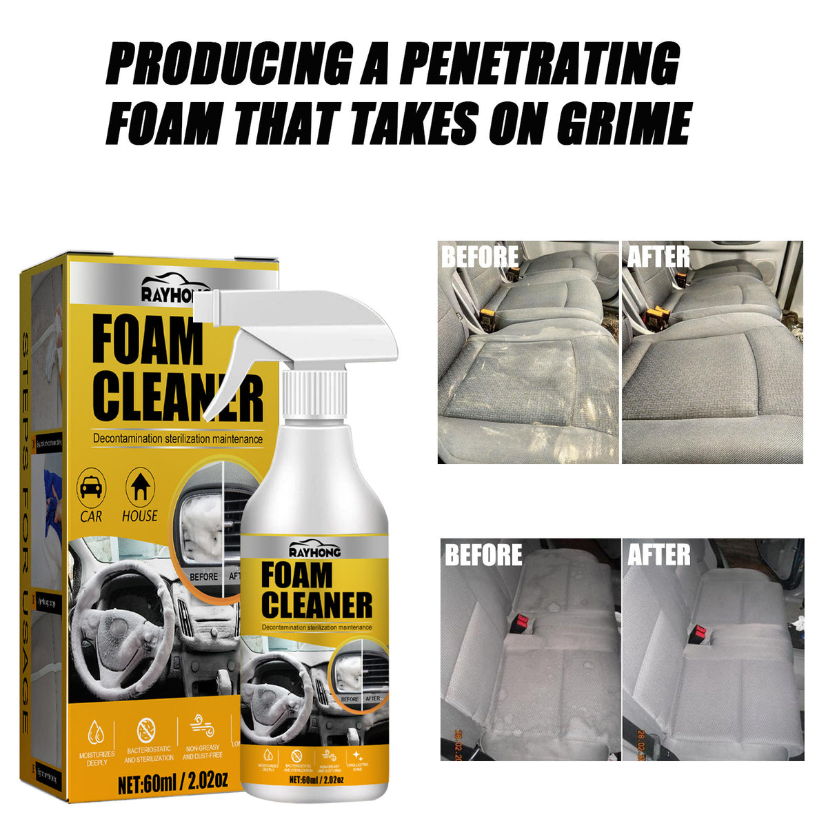 Car Interior Foam Cleaner, Wash Free Decontamination Seat Ceiling Instrument Panel Foam Cleaner - V.I.P Digital Presence