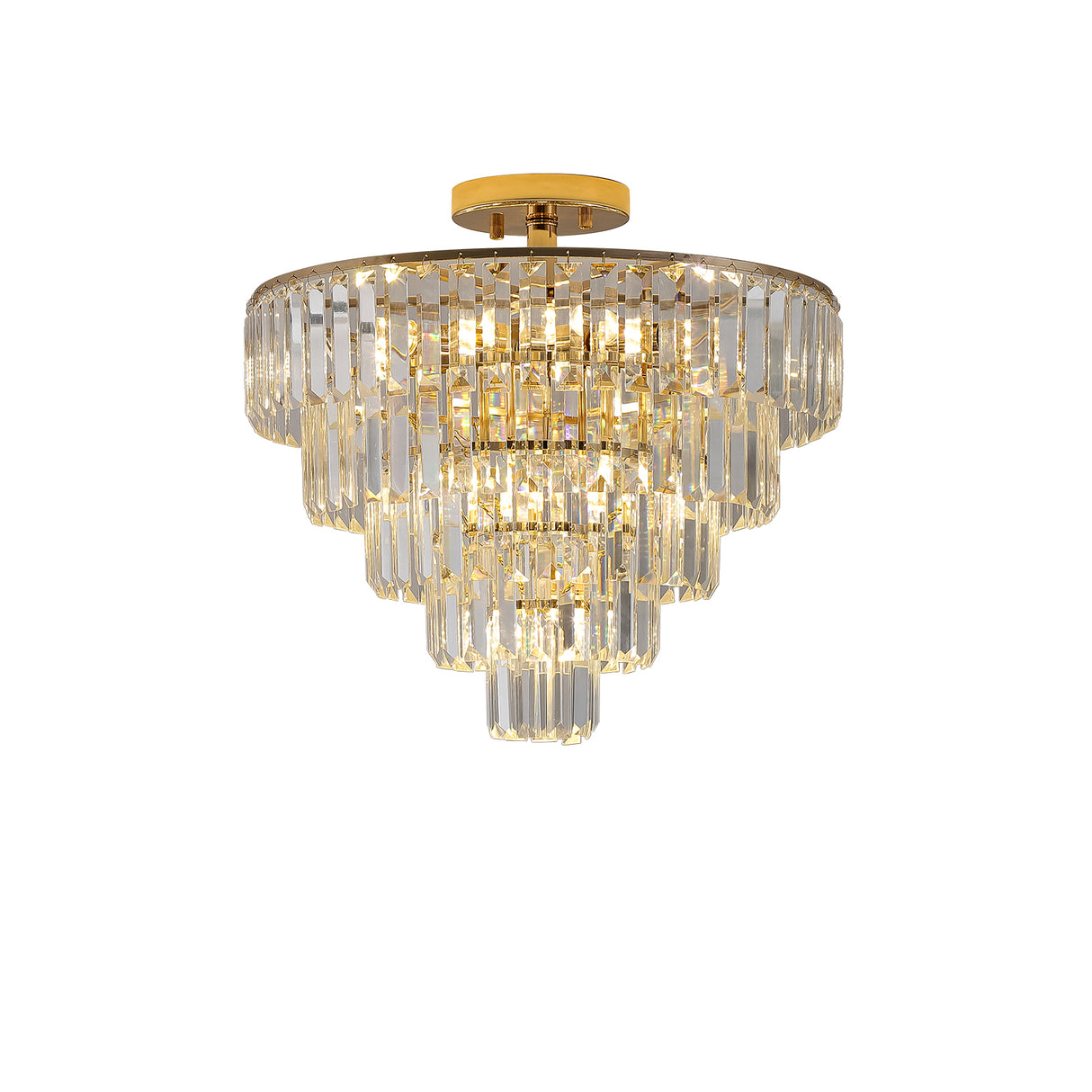 Gold Crystal Chandeliers,5-Tier Round Semi Flush Mount Chandelier Light Fixture,Large Contemporary Luxury Ceiling Lighting - V.I.P Digital Presence