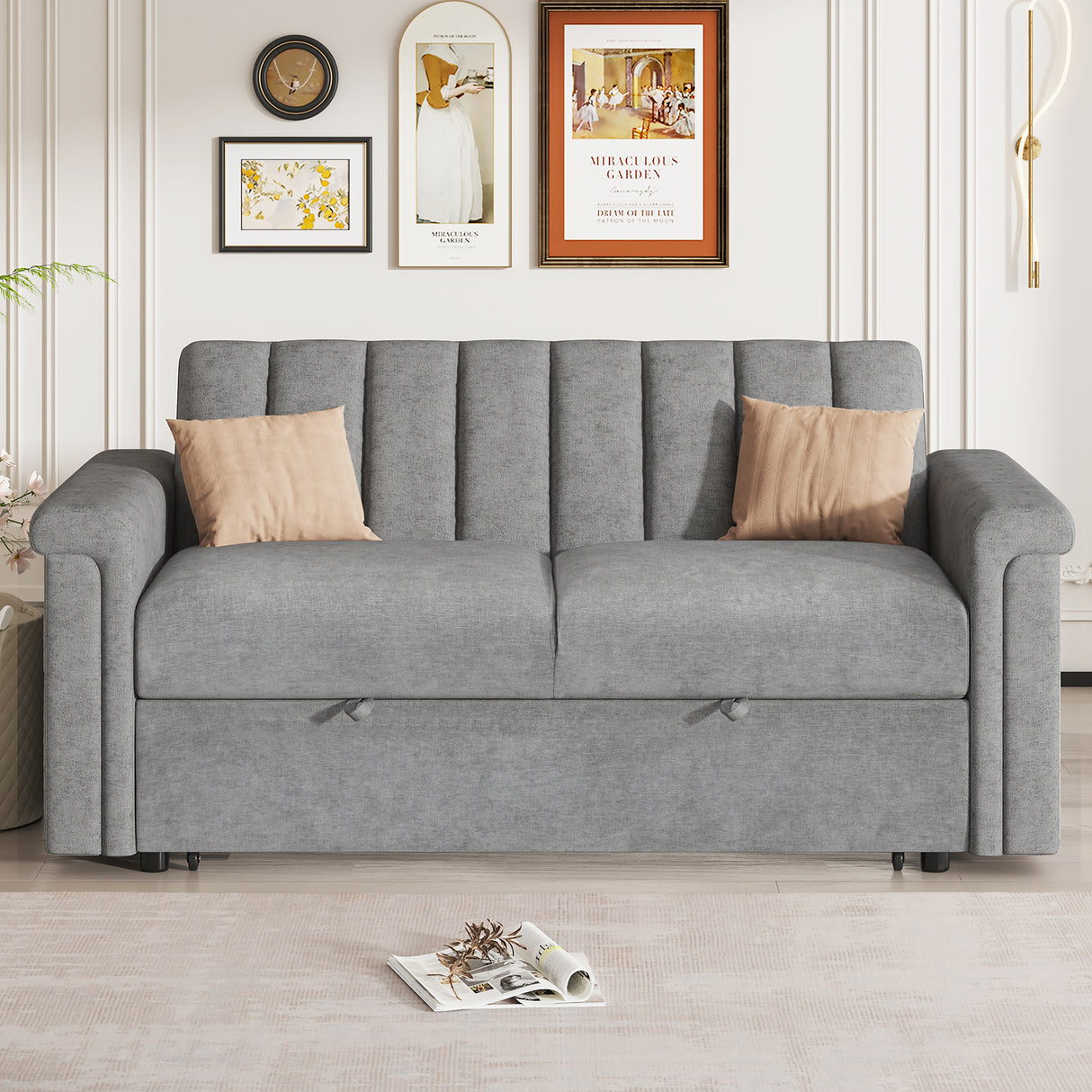 U_STYLE Convertible Soft Cushion Sofa Pull Bed ,for Two People to Sit On - V.I.P Digital Presence