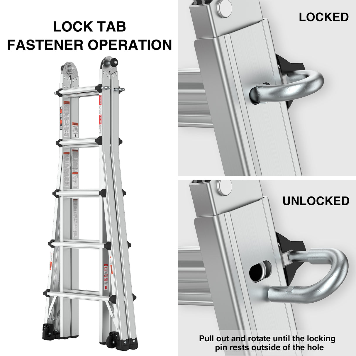Aluminum Multi-Position Ladder with Wheels, 300 lbs Weight Rating, 22 FT - V.I.P Digital Presence