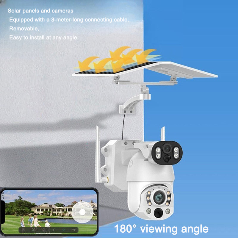 Outdoor solar monitoring camera dual lens wireless wifi remote night vision high-definition monitor - V.I.P Digital Presence