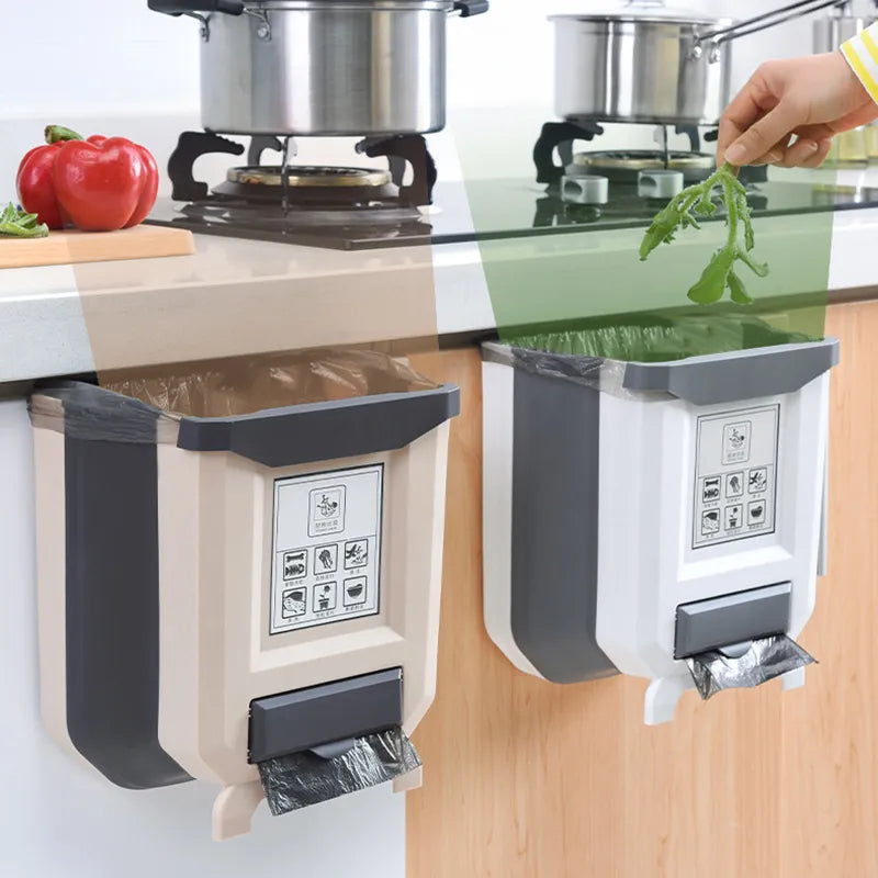 Kitchen Trash Can Portable Foldable Large Car Waste Bin For Bathroom Kitchen Cabinet Door Wall-mounted Kitchen Storage Boxes - V.I.P Digital Presence
