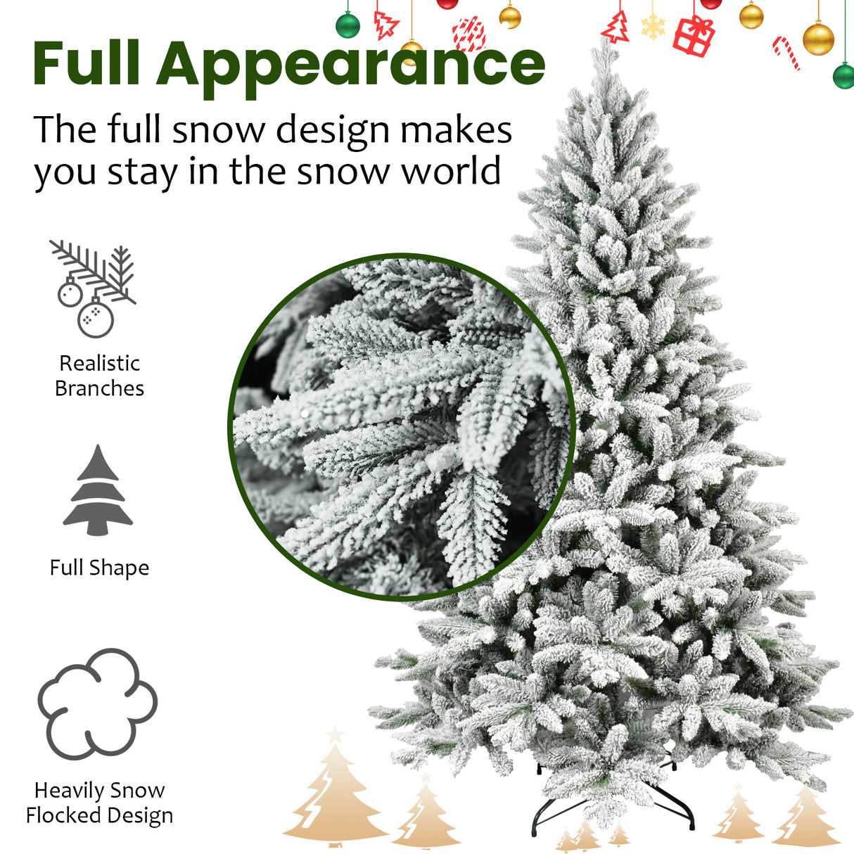 7FT PE&PVC Flocked Christmas tree - V.I.P Digital Presence