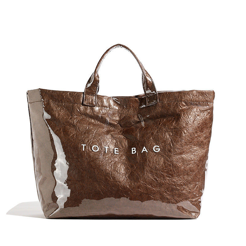 Vintage PVC tote with DuPont lettering. Simple, transparent, large - capacity handbag for commuting women. - V.I.P Digital Presence