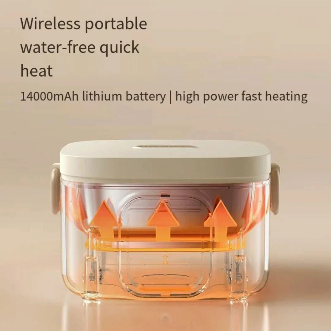 Portable Wireless Water-Free Heating Lunch Box Small Capacity for Baby Camping Trips LCD Display Rechargeable Electric Lunch Box - V.I.P Digital Presence