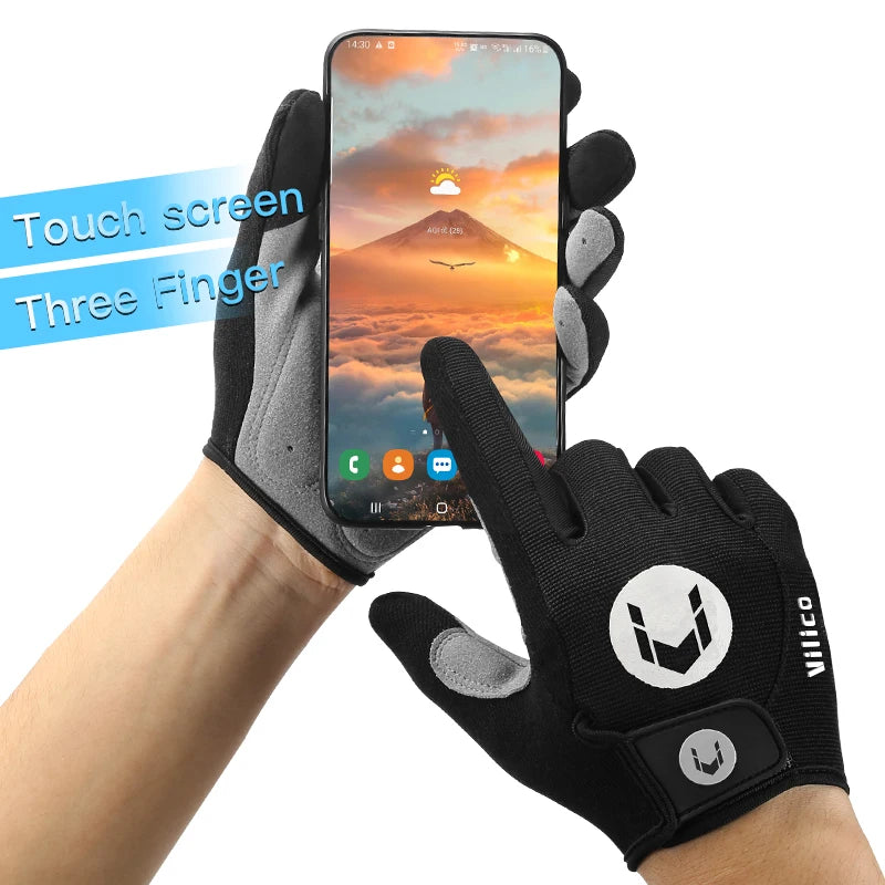 Men and women outdoor cycling windproof and cold proof motorcycle electric bike full finger touch screen anti slip gloves - V.I.P Digital Presence
