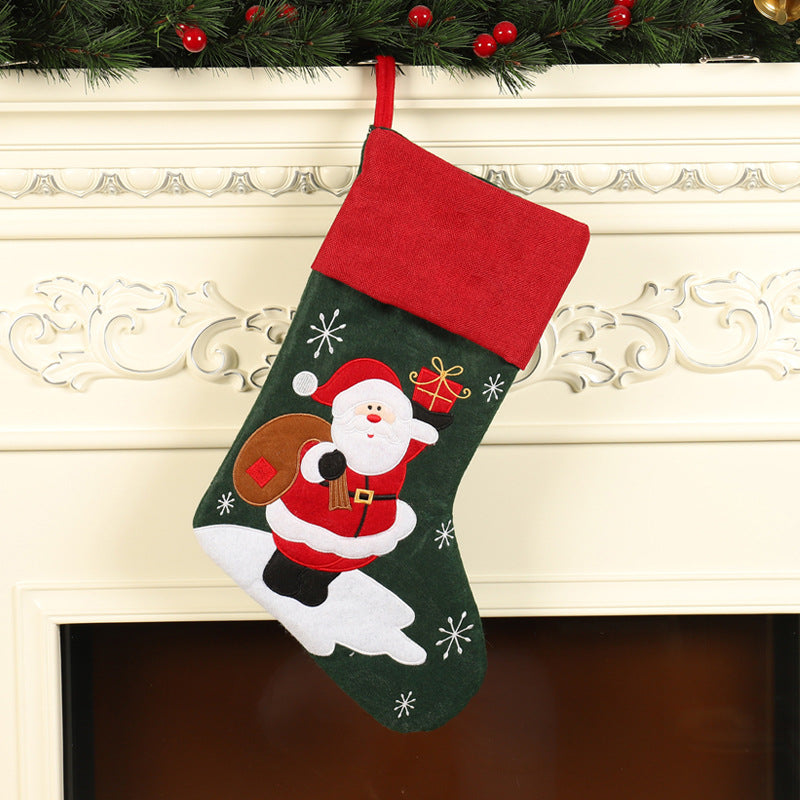 Christmas Socks Gift Bag Linen Santa Claus Embroidery Christmas Socks Christmas Gifts Christmas Pendants - V.I.P Digital Presence