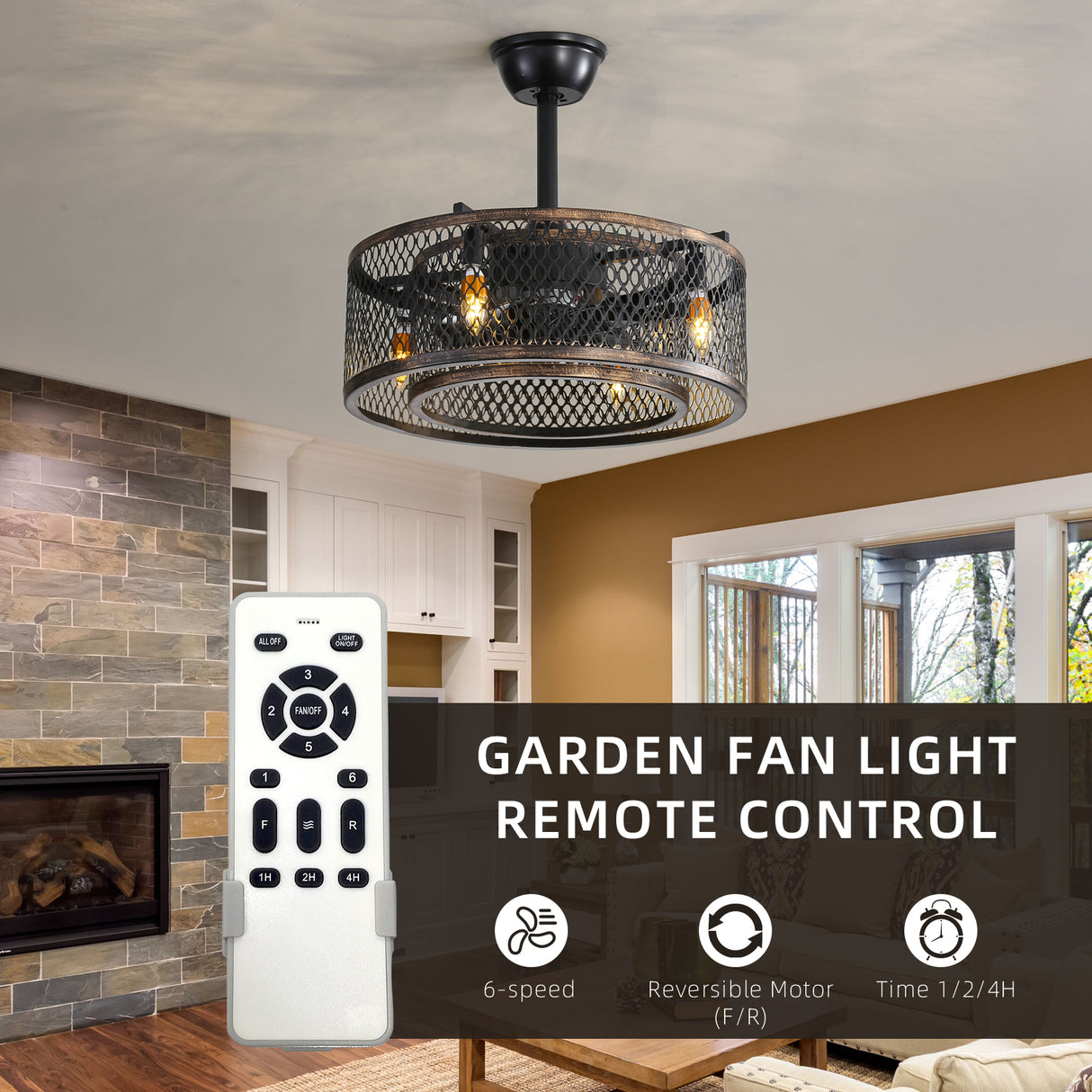 20 inch Caged Ceiling Fan with Lights - V.I.P Digital Presence
