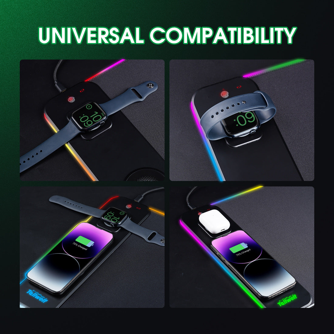 3 in 1 magnetic wireless charging mouse pad desk pad wireless charging luminous mouse pad - V.I.P Digital Presence