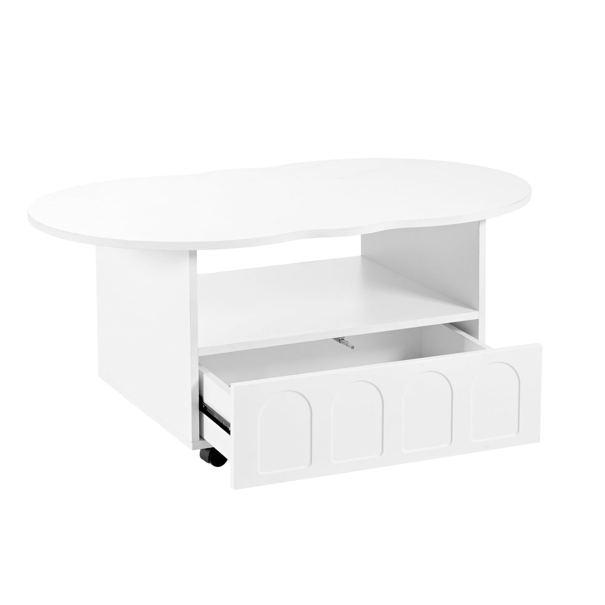 Two sets of ON-TRANS cream style TV stands and coffee tables, suitable for TVs under 80 inches, white - V.I.P Digital Presence