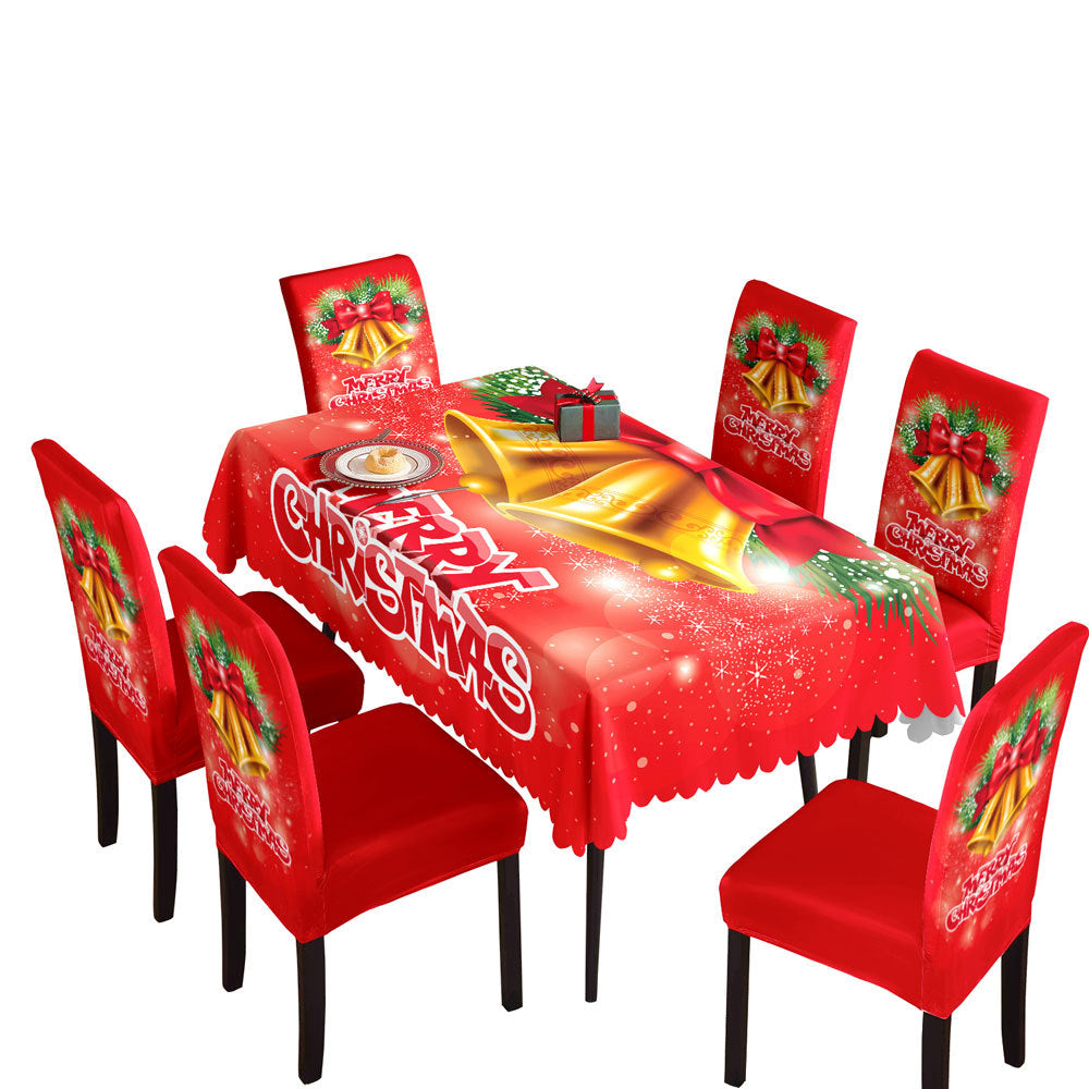 Christmas Waterproof Printed Tablecloth Restaurant Home Printed Chair Cover Christmas Tablecloth Chair Cover Decorative Set - V.I.P Digital Presence