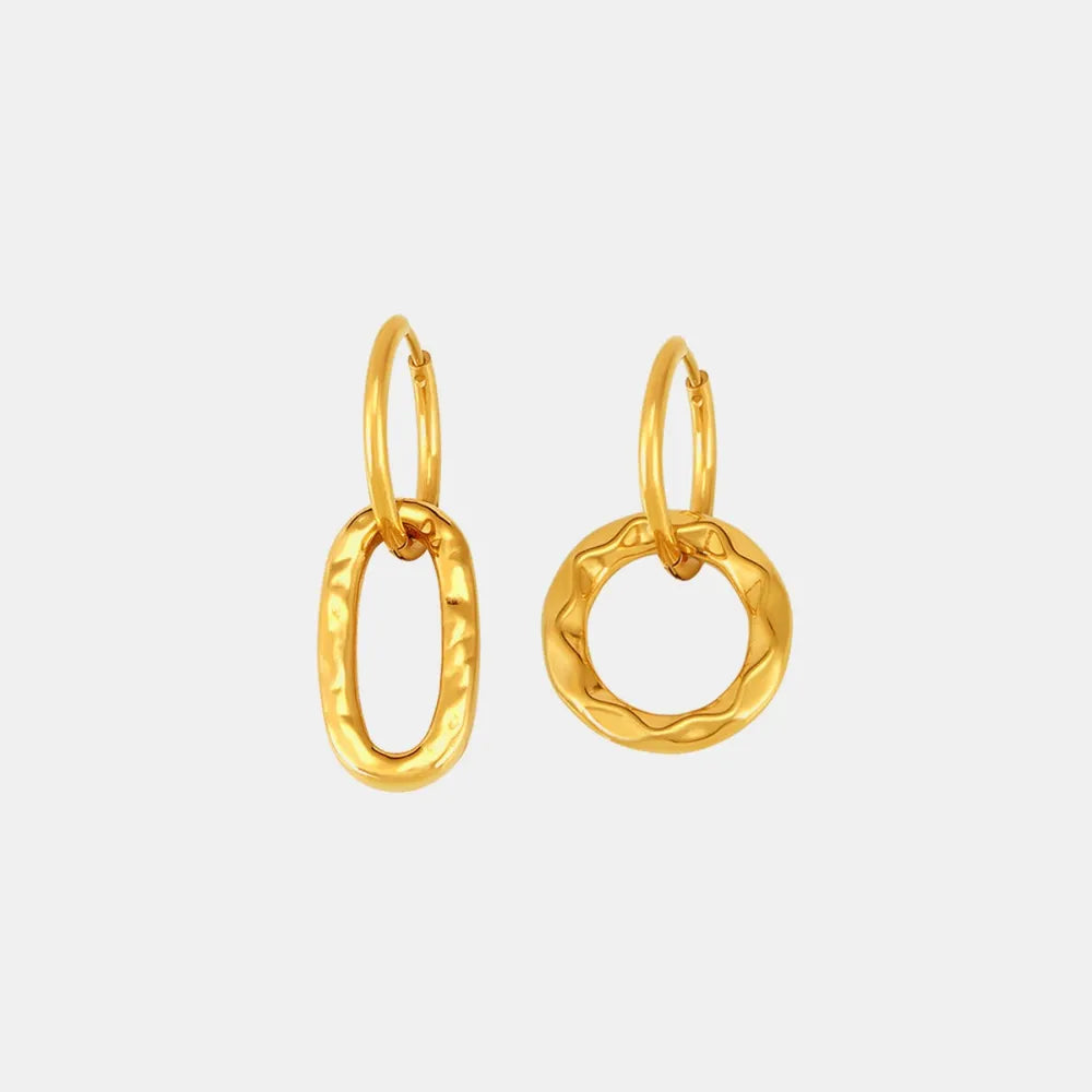 Geometric ring buckle ear ring retro asymmetric design titanium steel ear jewelry - V.I.P Digital Presence