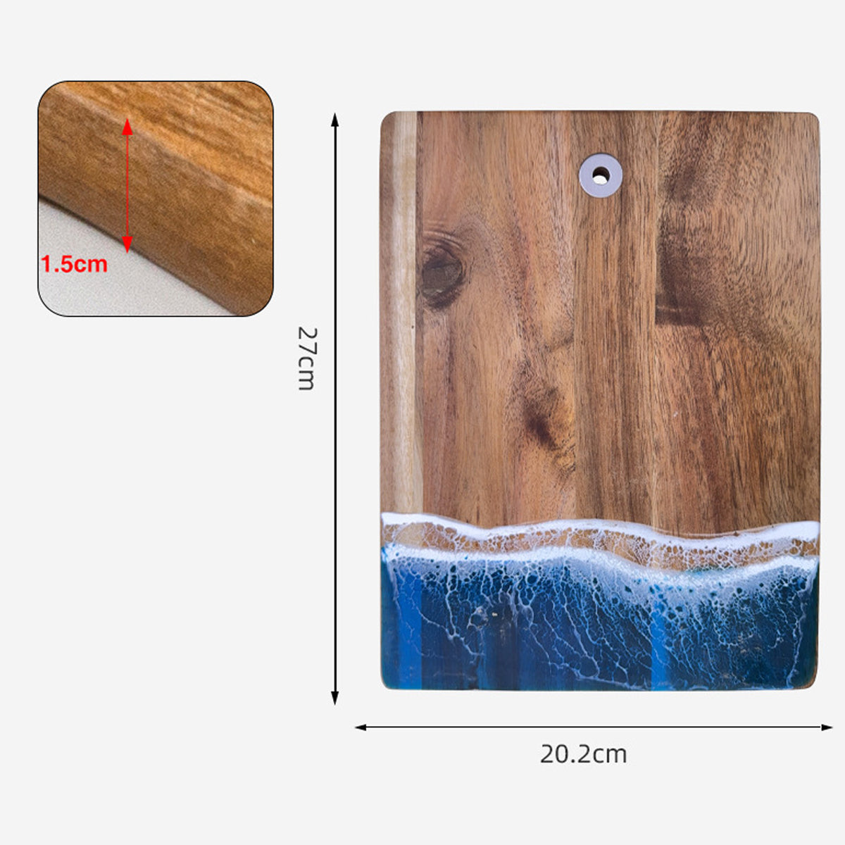Wood Cutting Board Resin Blue green Wave Pattern - V.I.P Digital Presence