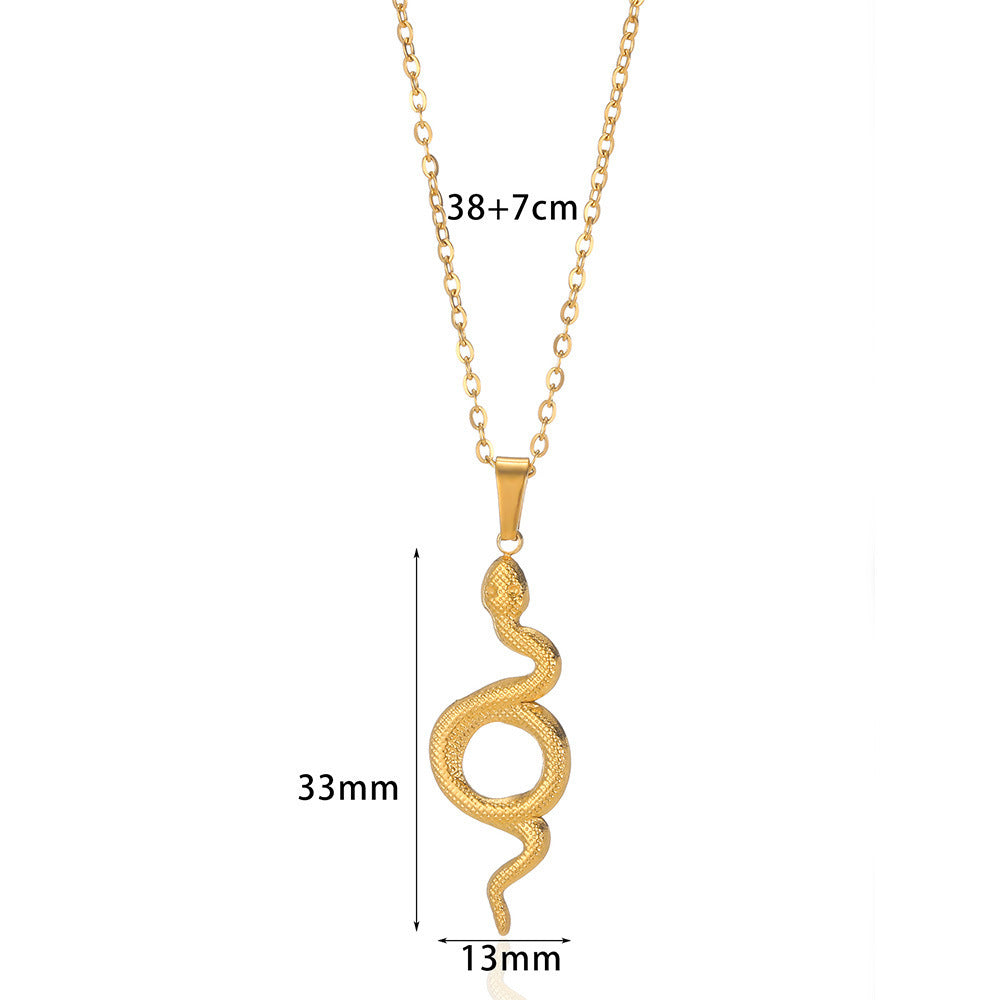 Spirit Snake Pendant Retro Style Personalized Necklace Women's Stainless Steel Gold Plated - V.I.P Digital Presence